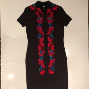 Shanghai Tang Gingko Cashmere + Wool Knit Dress in Black, Red, Blue Size EU M